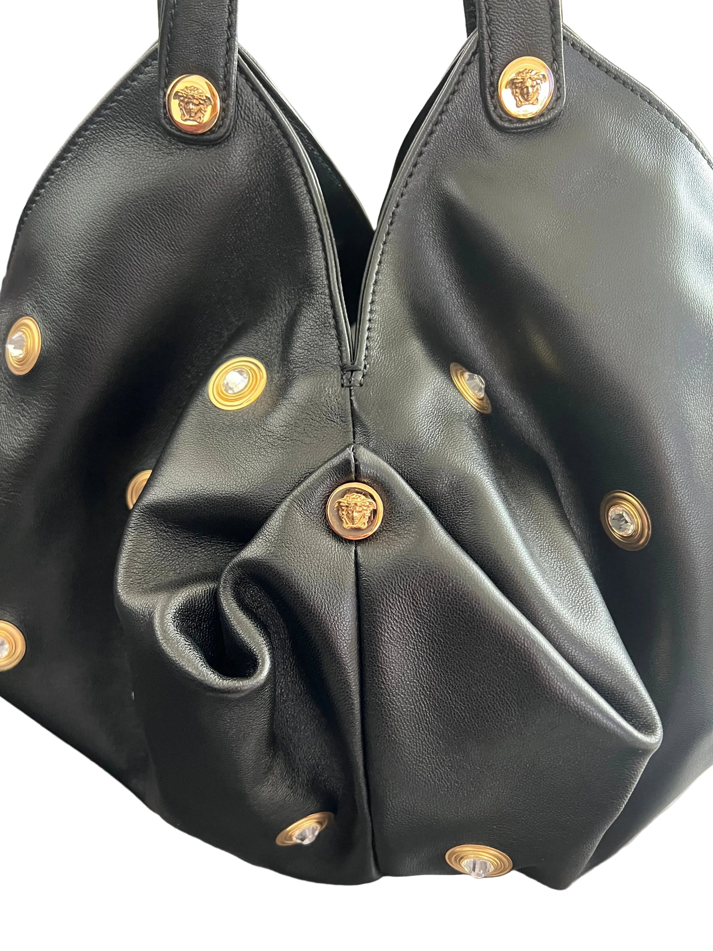 Versace Protea Crystal Studded Leather Shoulder Bag