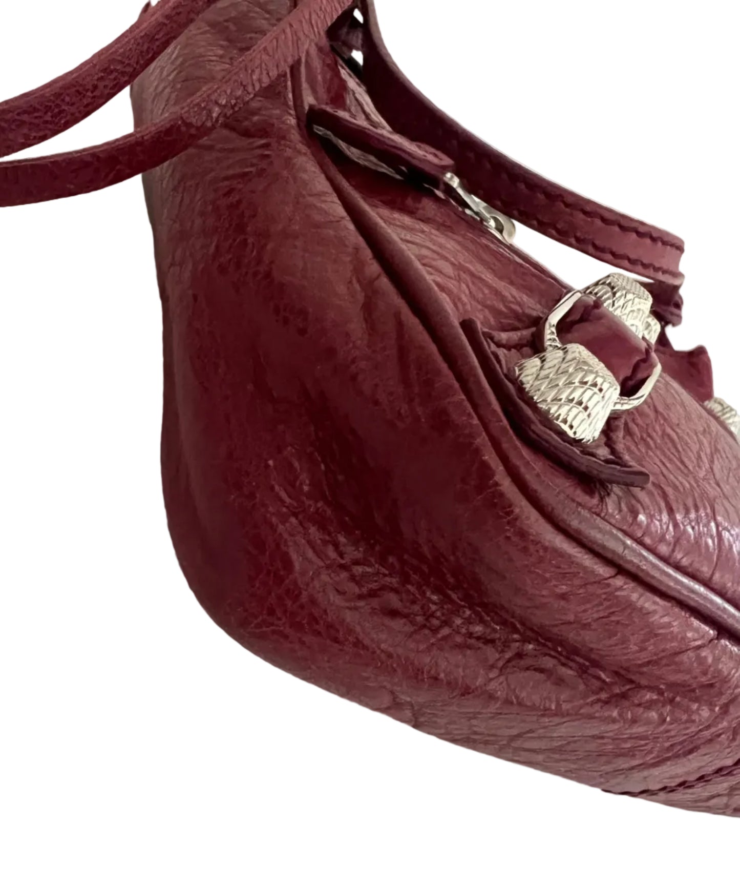 Balenciaga Burgundy Leather Motorcross Hip Giant Shoulder Bag