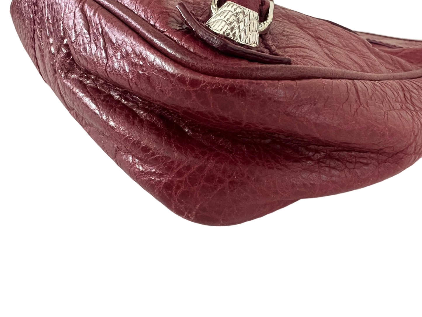 Balenciaga Burgundy Leather Motorcross Hip Giant Shoulder Bag