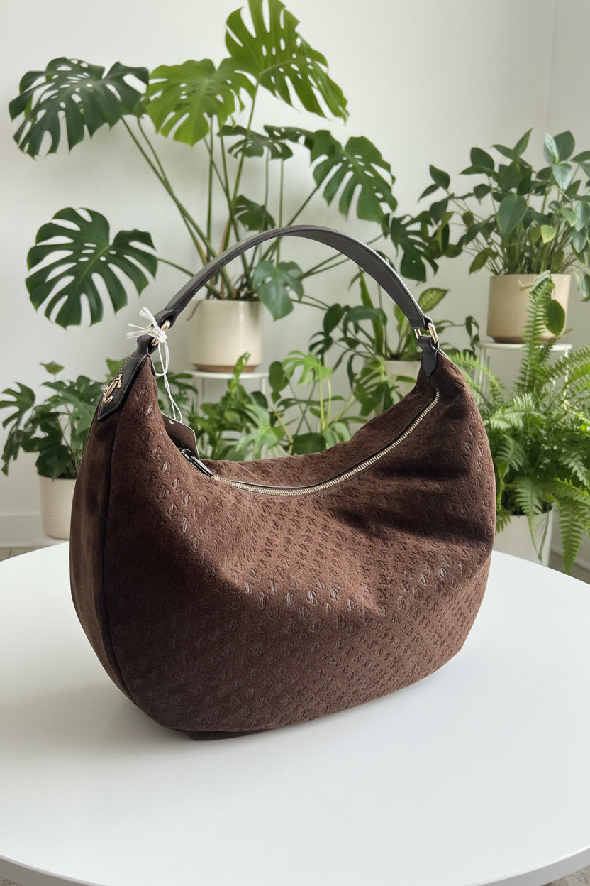 Jimmy Choo Repeat Logo Suede Hobo