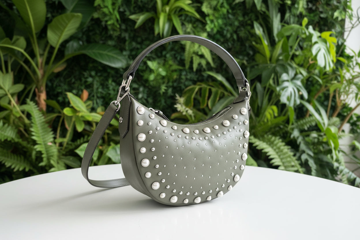 Jimmy Choo Green Leather with Pearls