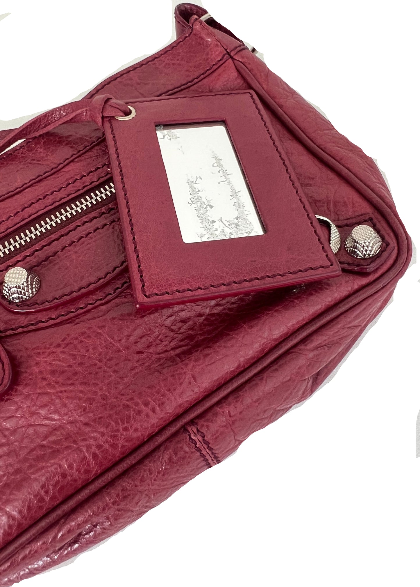 Balenciaga Burgundy Leather Motorcross Hip Giant Shoulder Bag