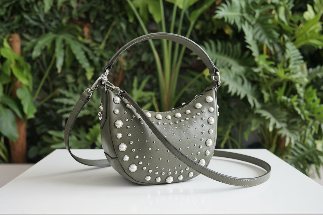 Jimmy Choo Green Leather with Pearls