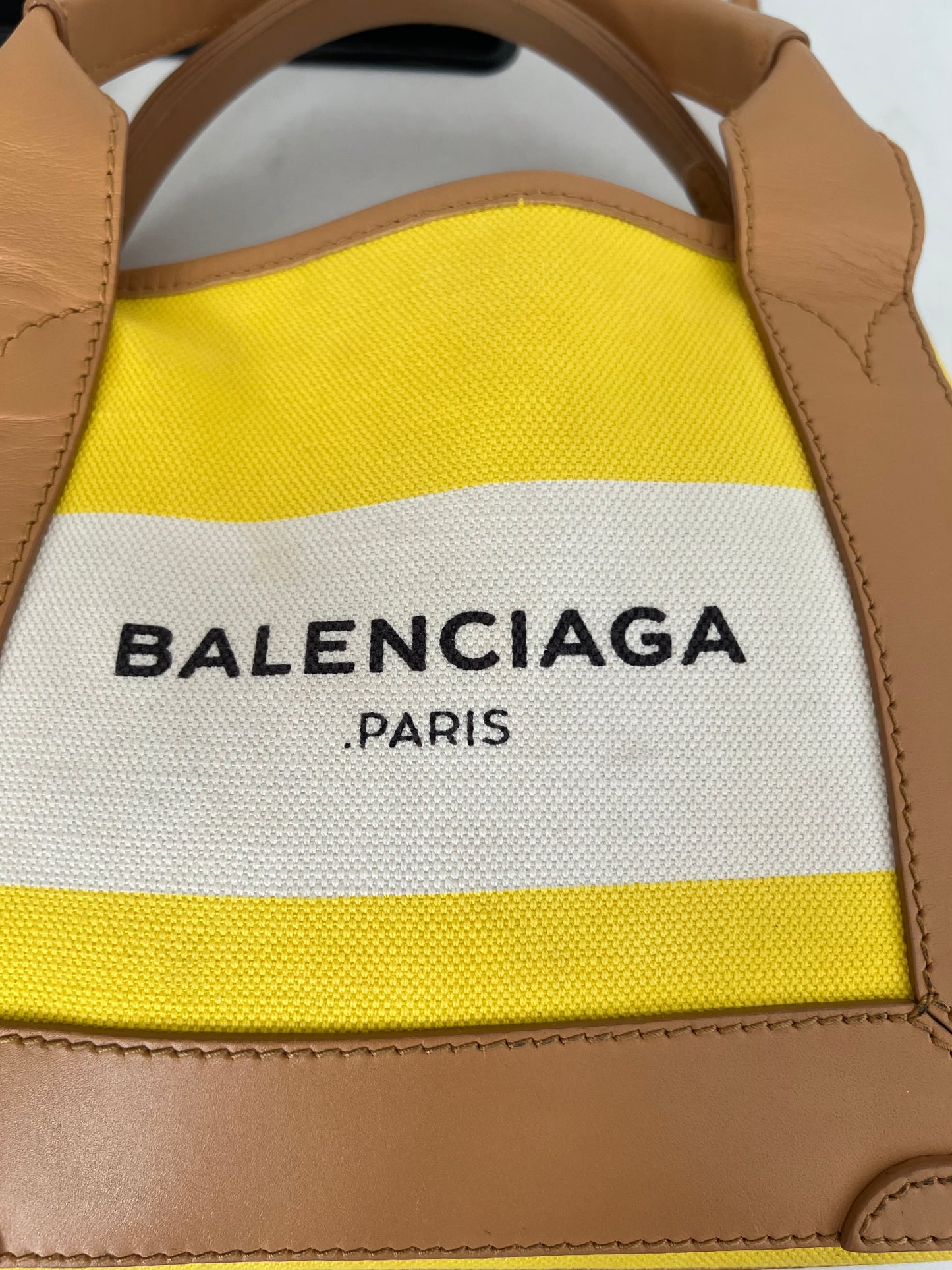 Balenciaga Yellow Small Canvas Cabas Bag