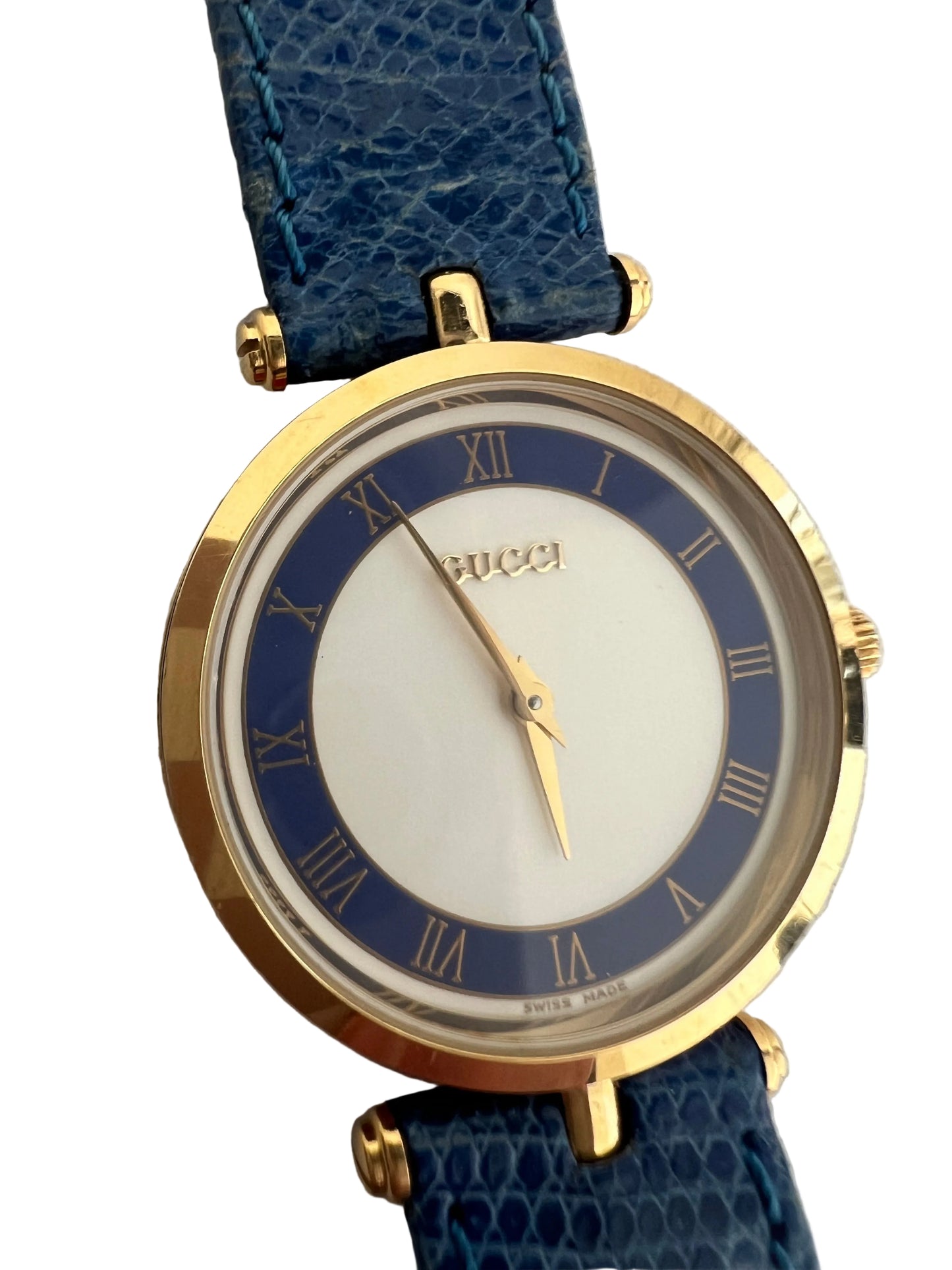 Gucci Rare Vintage Sherry Line Blue Leather Watch