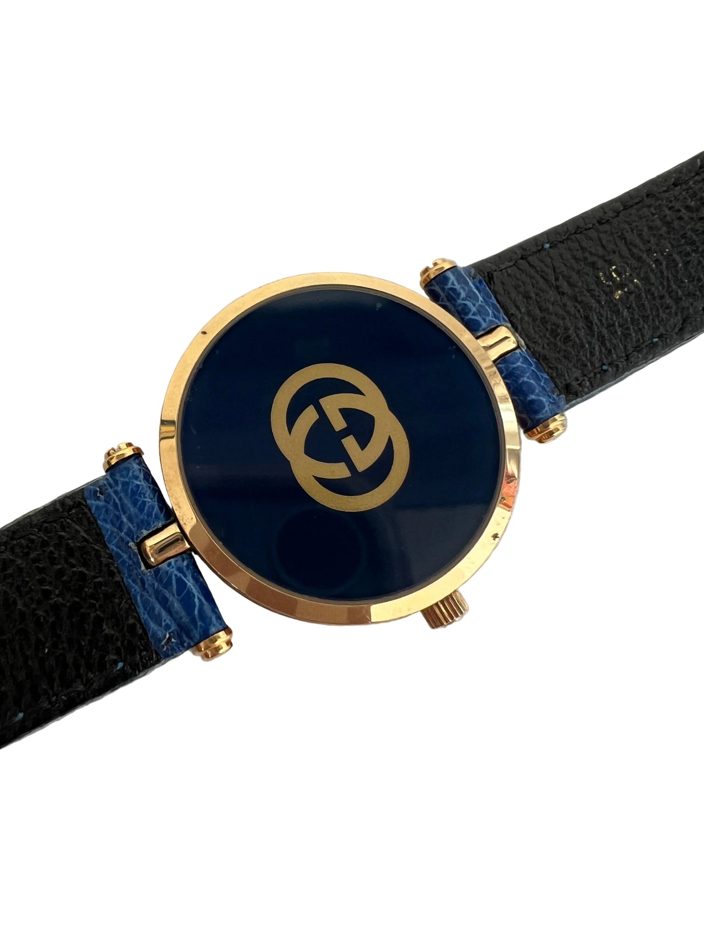 Gucci Rare Vintage Sherry Line Blue Leather Watch