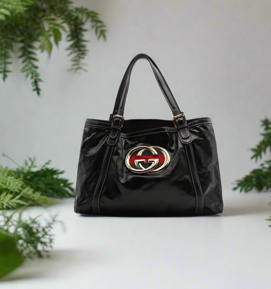 Gucci Patent Leather Britt Web Hobo