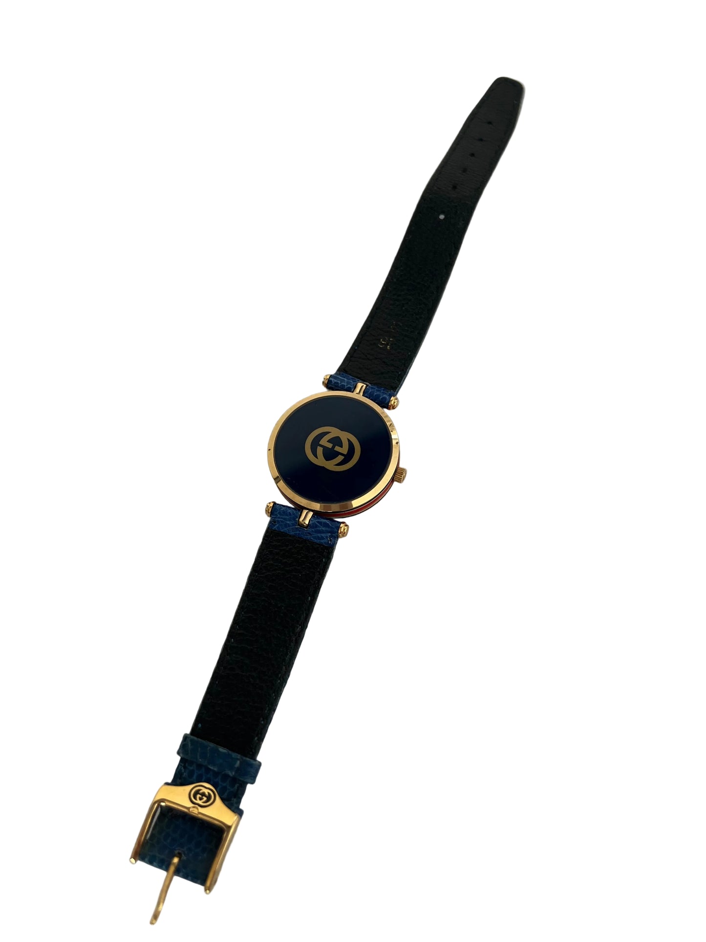 Gucci Rare Vintage Sherry Line Blue Leather Watch
