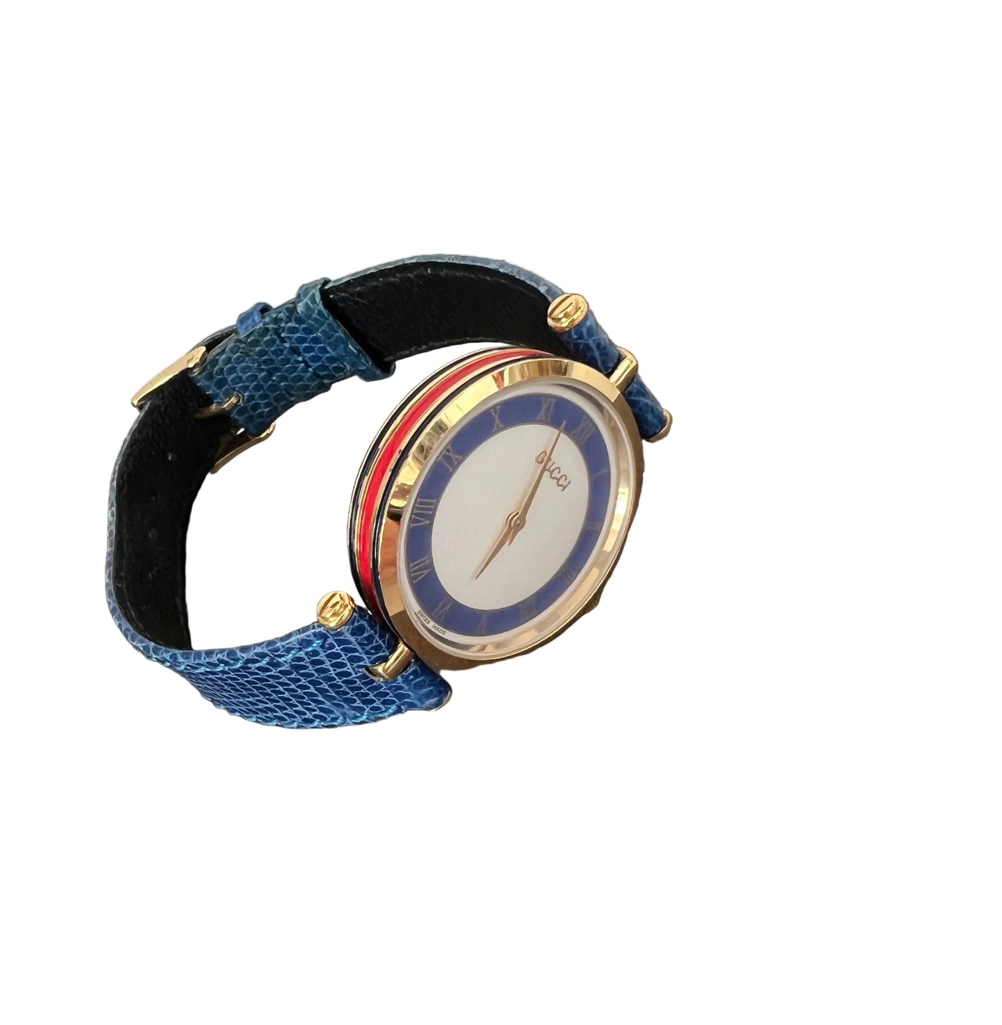 Gucci Rare Vintage Sherry Line Blue Leather Watch