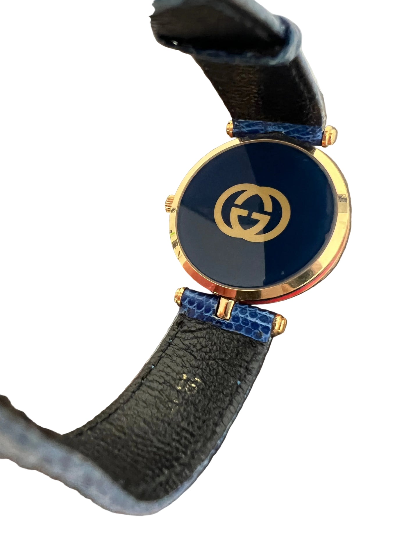 Gucci Rare Vintage Sherry Line Blue Leather Watch
