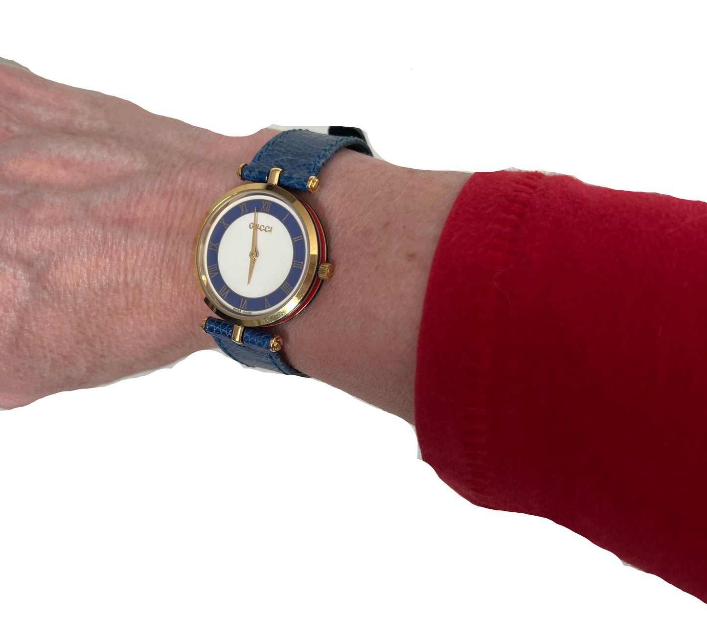 Gucci Rare Vintage Sherry Line Blue Leather Watch