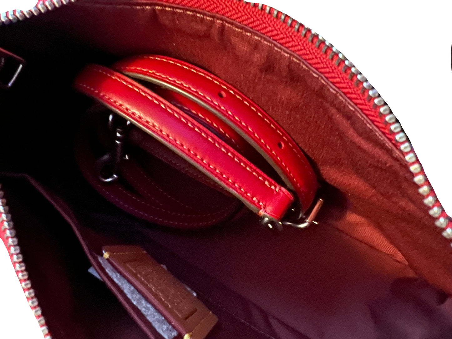 Coach Red Denim Teri with Dice Charm