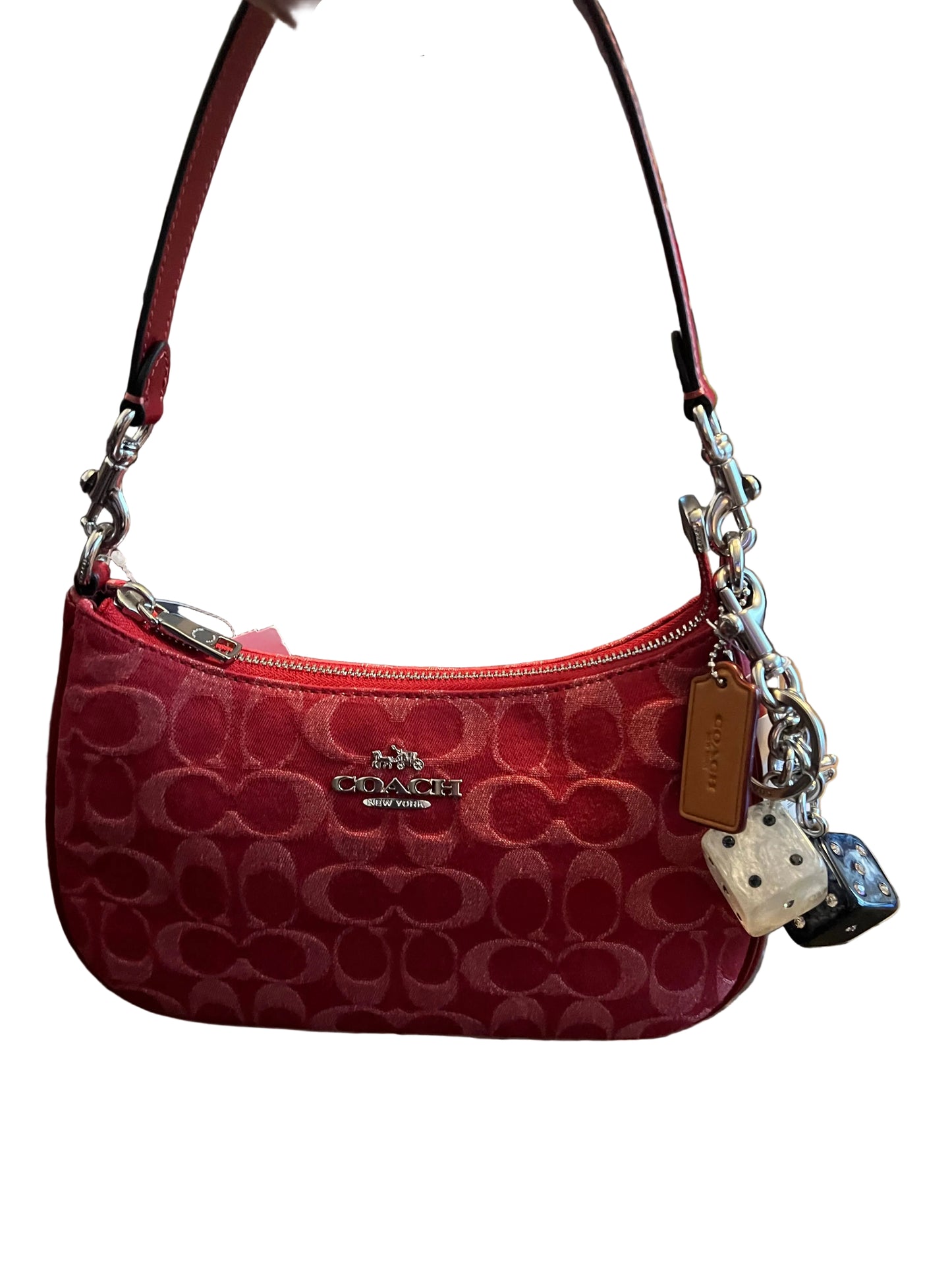 Coach Red Denim Teri with Dice Charm