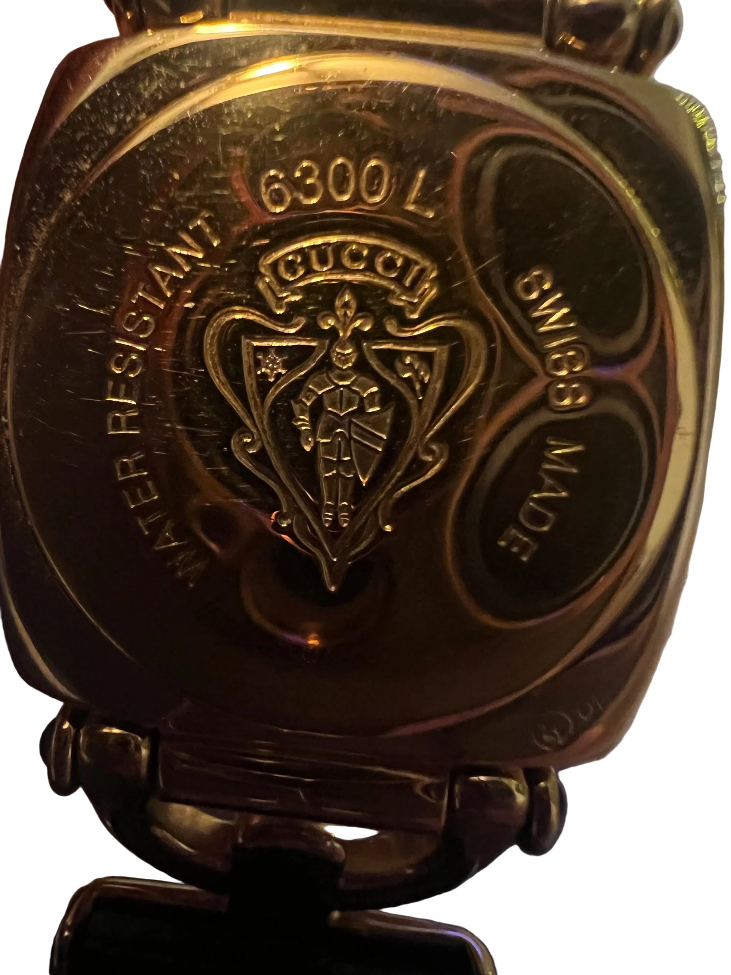 Gucci Vintage Gold and Black 6300L Horsebit Watch