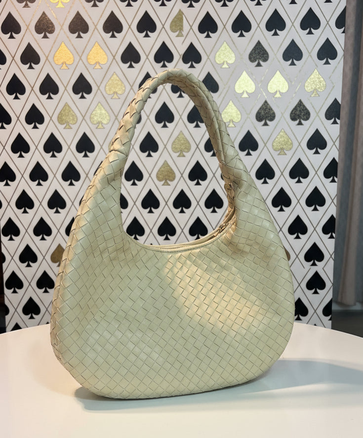 Anthropologie Vegan Leather Woven Hobo