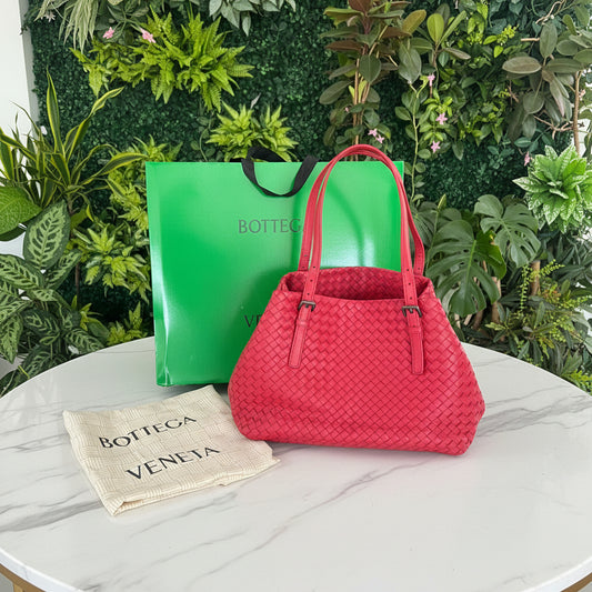 Bottega Veneta Red Intrecciato Calfskin Leather Tote