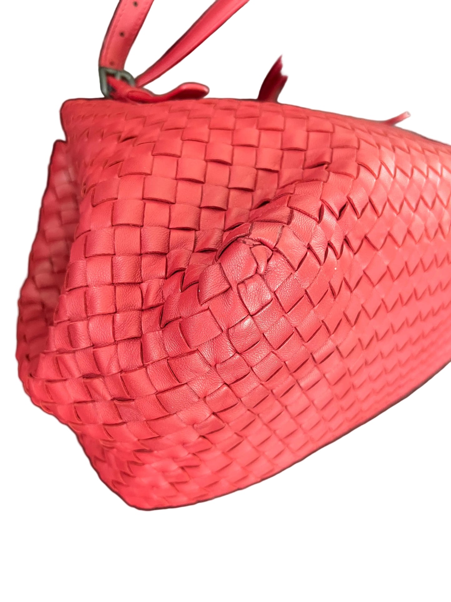 Bottega Veneta Red Intrecciato Calfskin Leather Tote