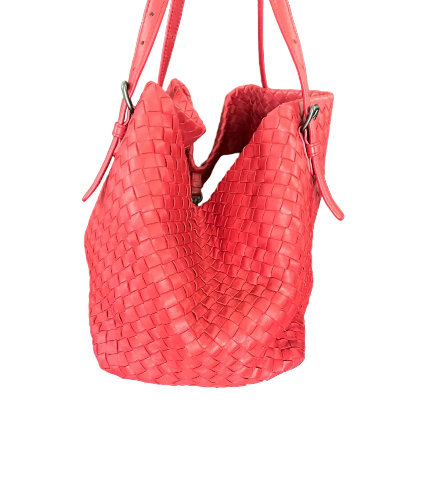 Bottega Veneta Red Intrecciato Calfskin Leather Tote