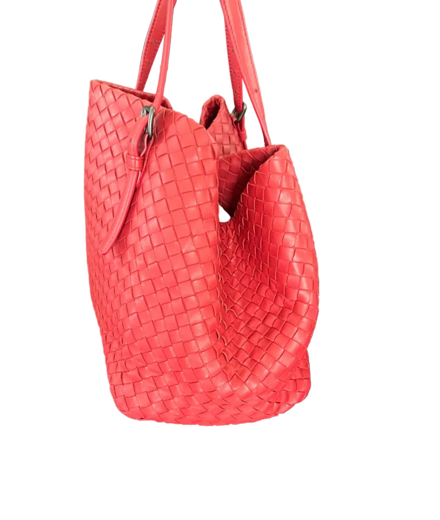 Bottega Veneta Red Intrecciato Calfskin Leather Tote