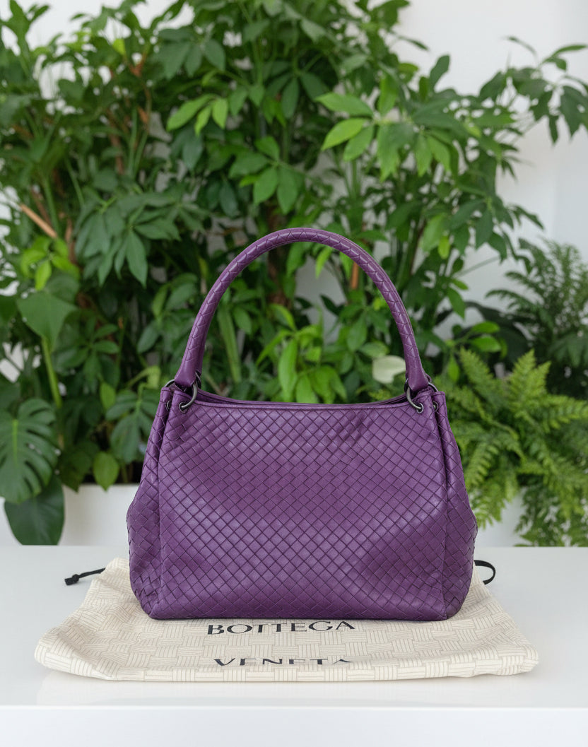 Bottega Veneta Parachute Purple Intrecciato Leather Bag