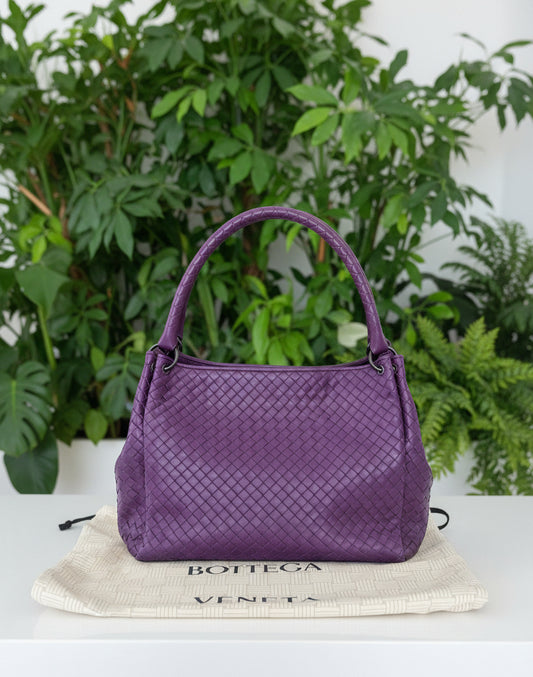 Bottega Veneta Parachute Purple Intrecciato Leather Bag