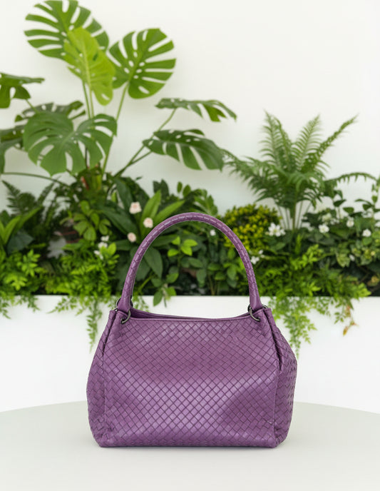 Bottega Veneta Parachute Purple Intrecciato Leather Bag