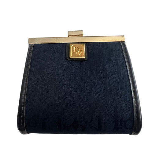 Dior Vintage Navy Canvas Trotter Small Coin Case