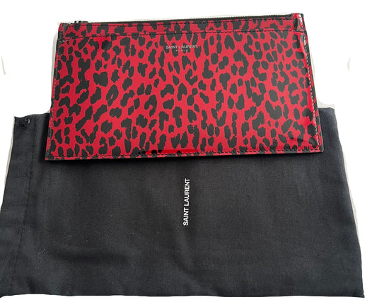 Saint Laurent Patent Leather Animal Print Clutch