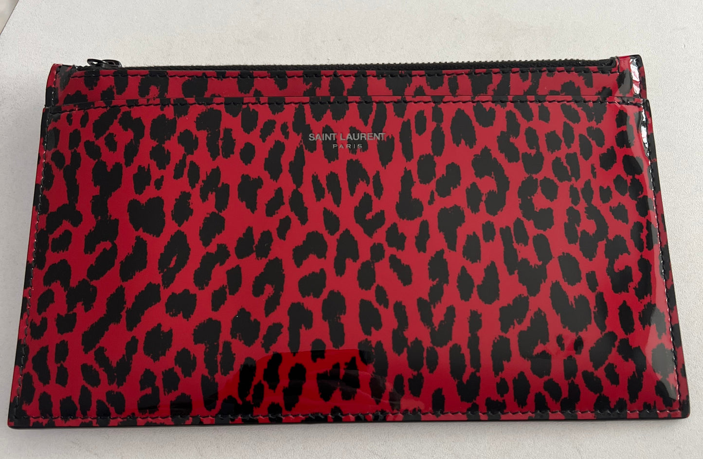 Saint Laurent Patent Leather Animal Print Clutch