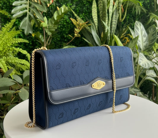 Dior Vintage Navy Trotter Shoulder Bag