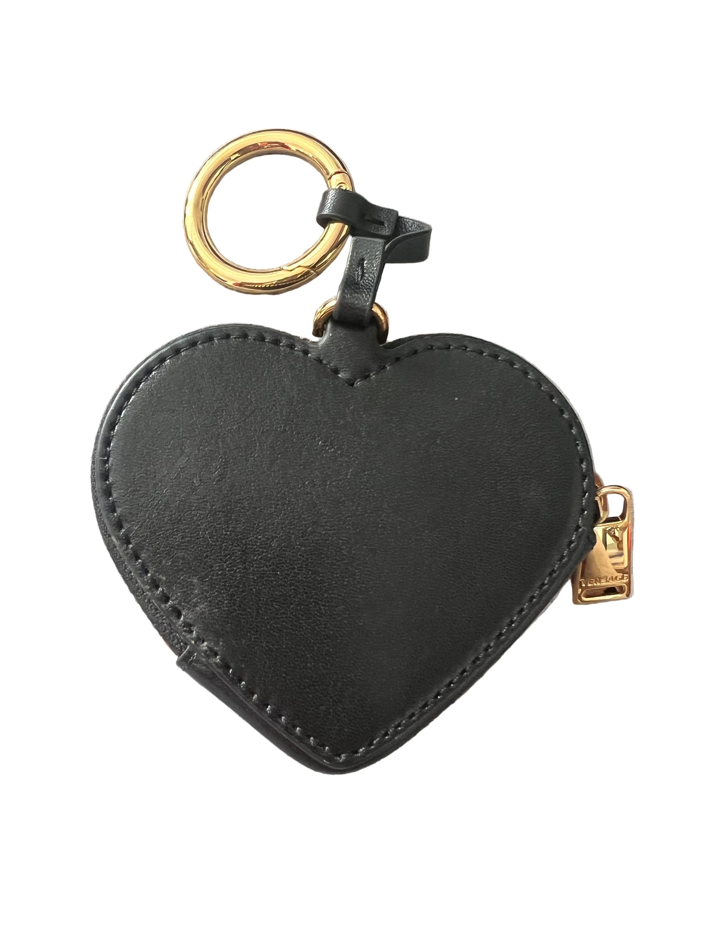 Versace Black Leather Heart Bag Charm