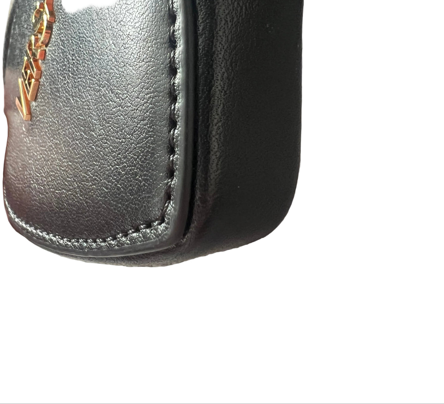 Versace Black Leather Heart Bag Charm