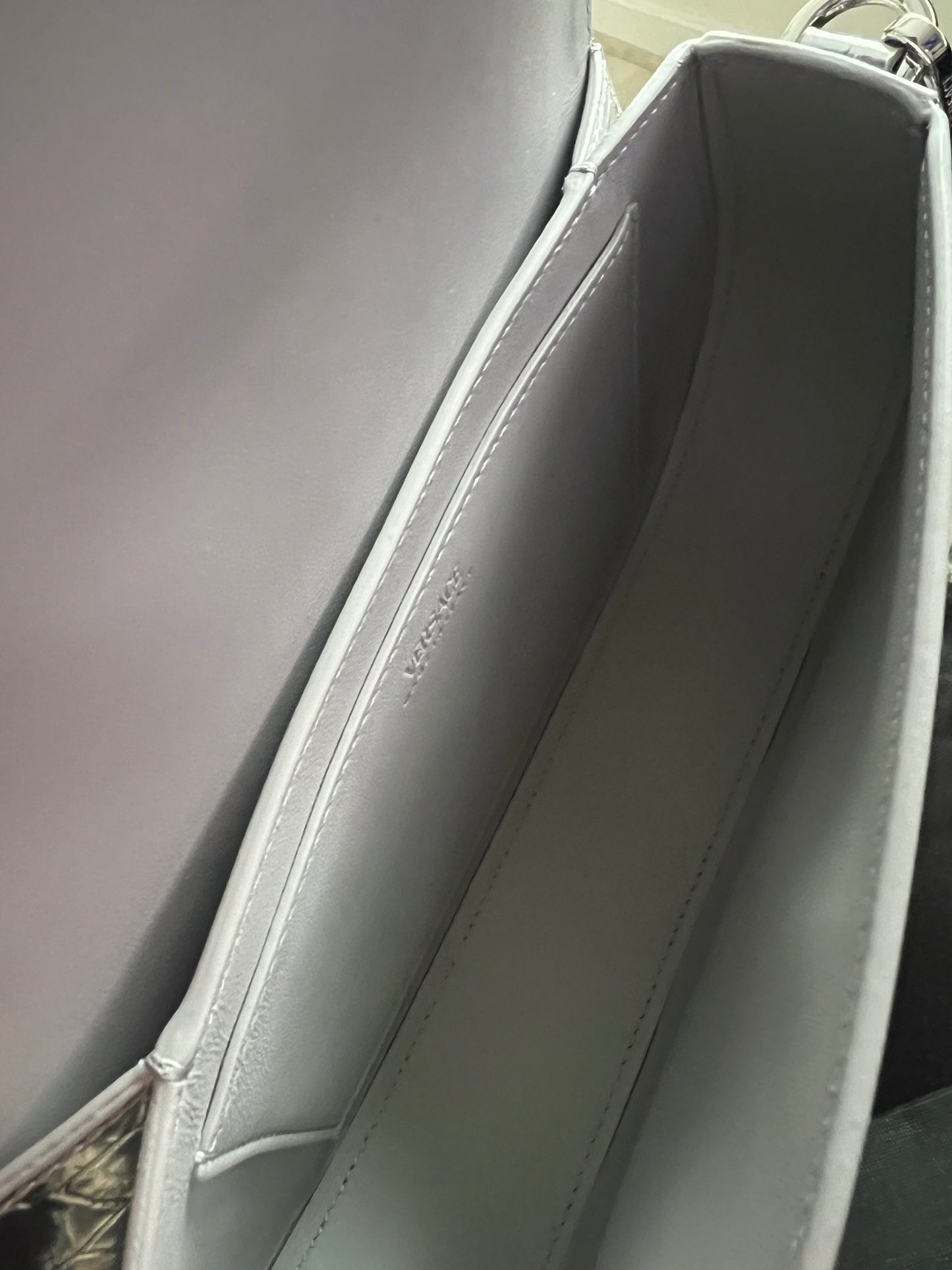 Versace Silver Croc Embossed Greca Goddess Bag