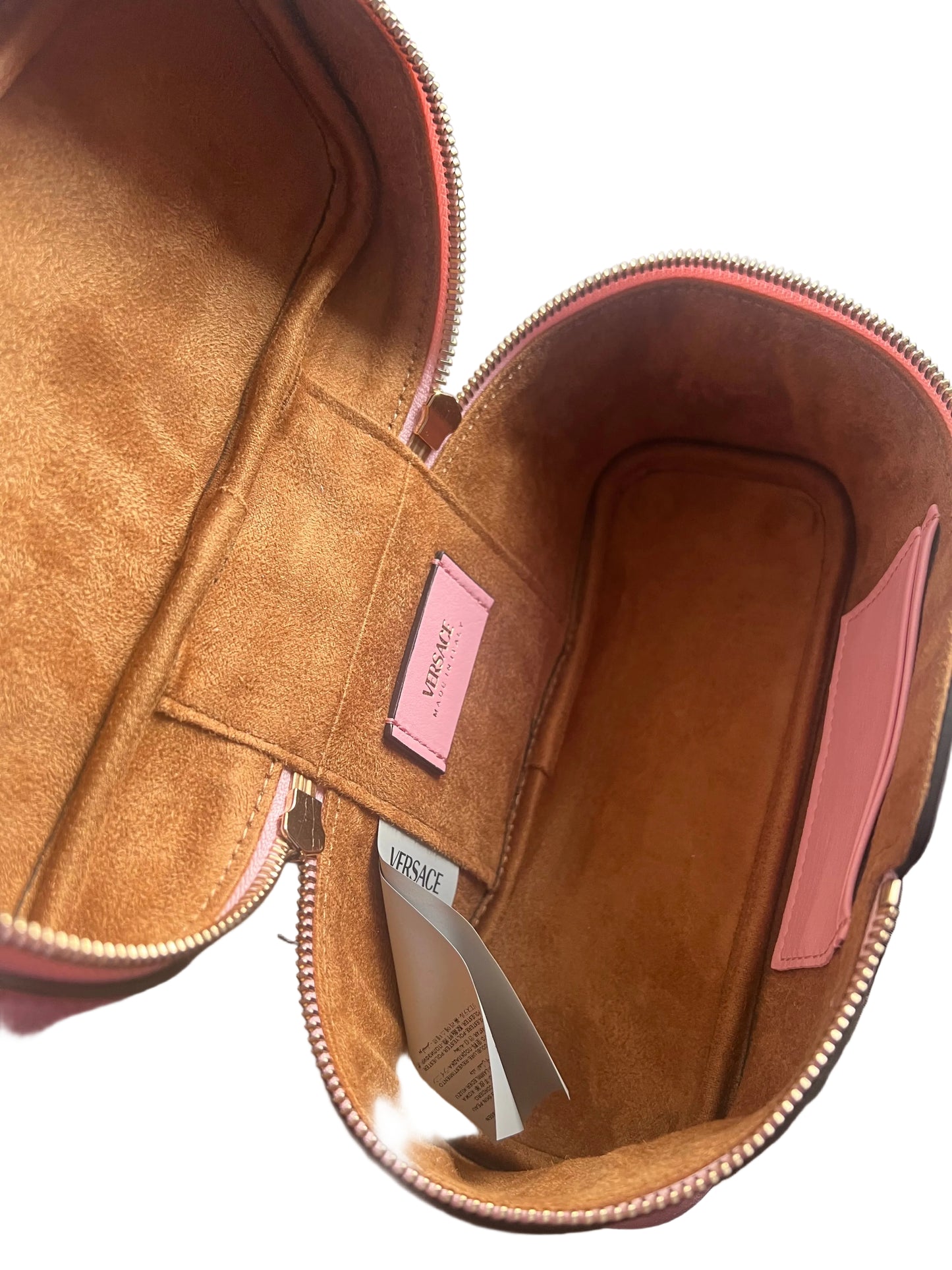 Versace Pink Leather Tag Vanity Bag