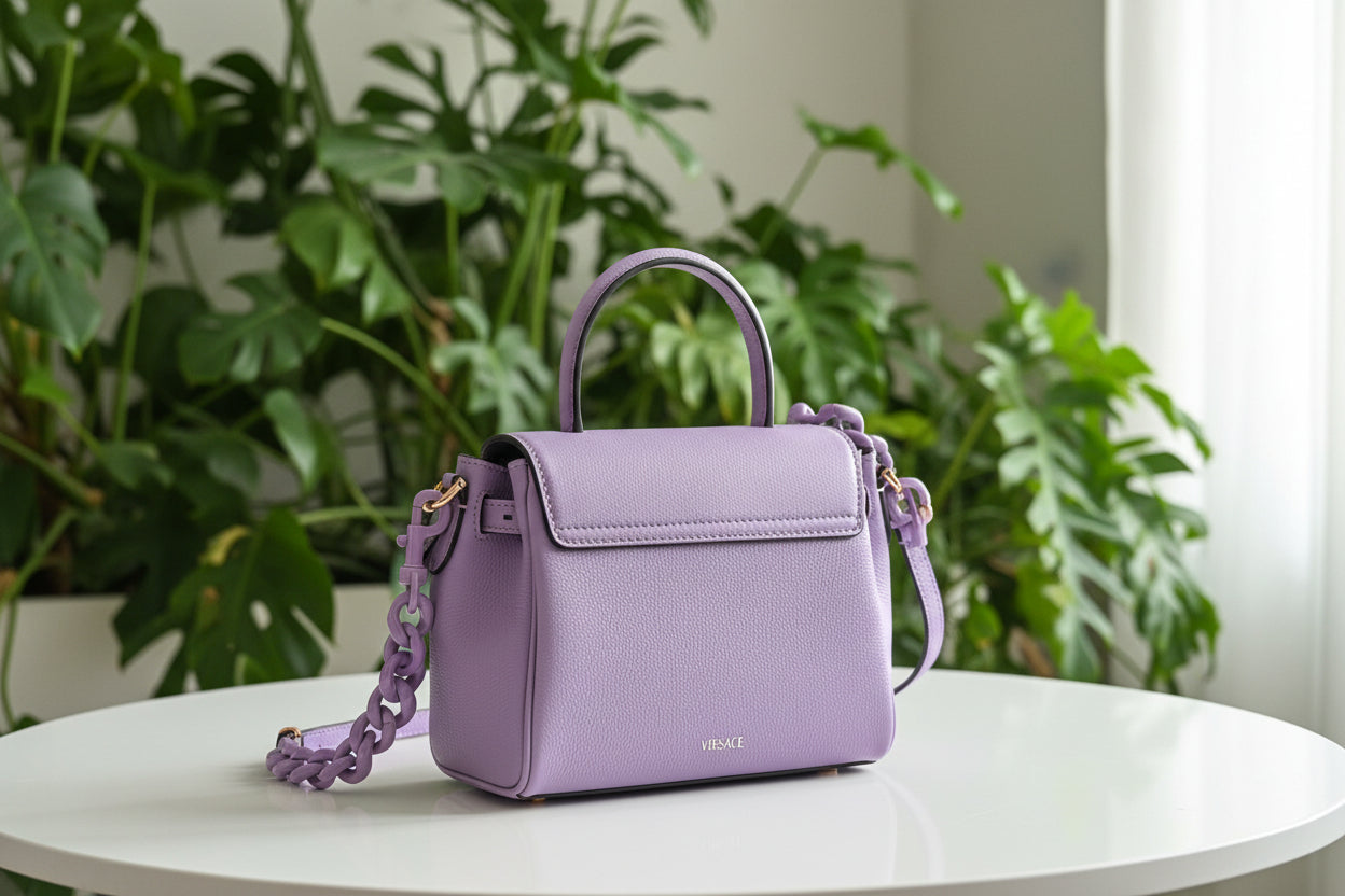 Versace La Medusa Purple Satchel