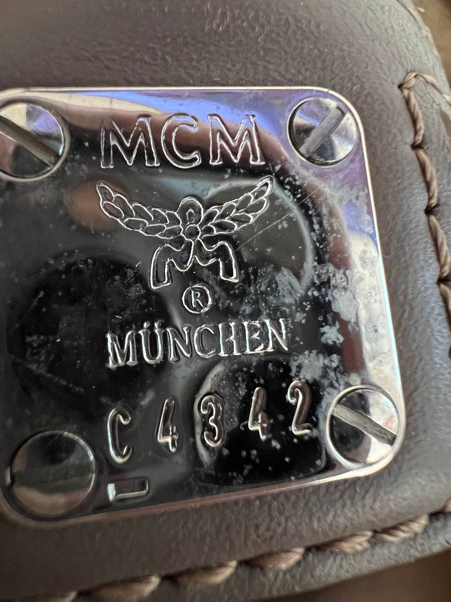 MCM Visetos Striped Munich Lion Boston Bag