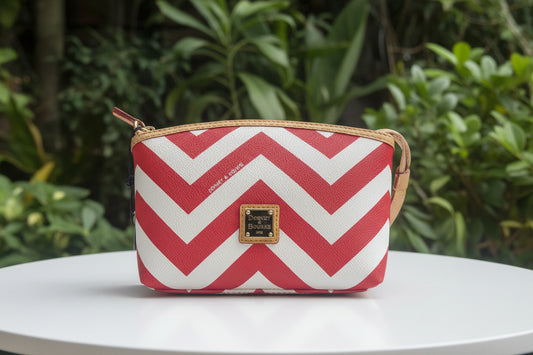 Dooney & Bourke Red Chevron Cosmetic Case