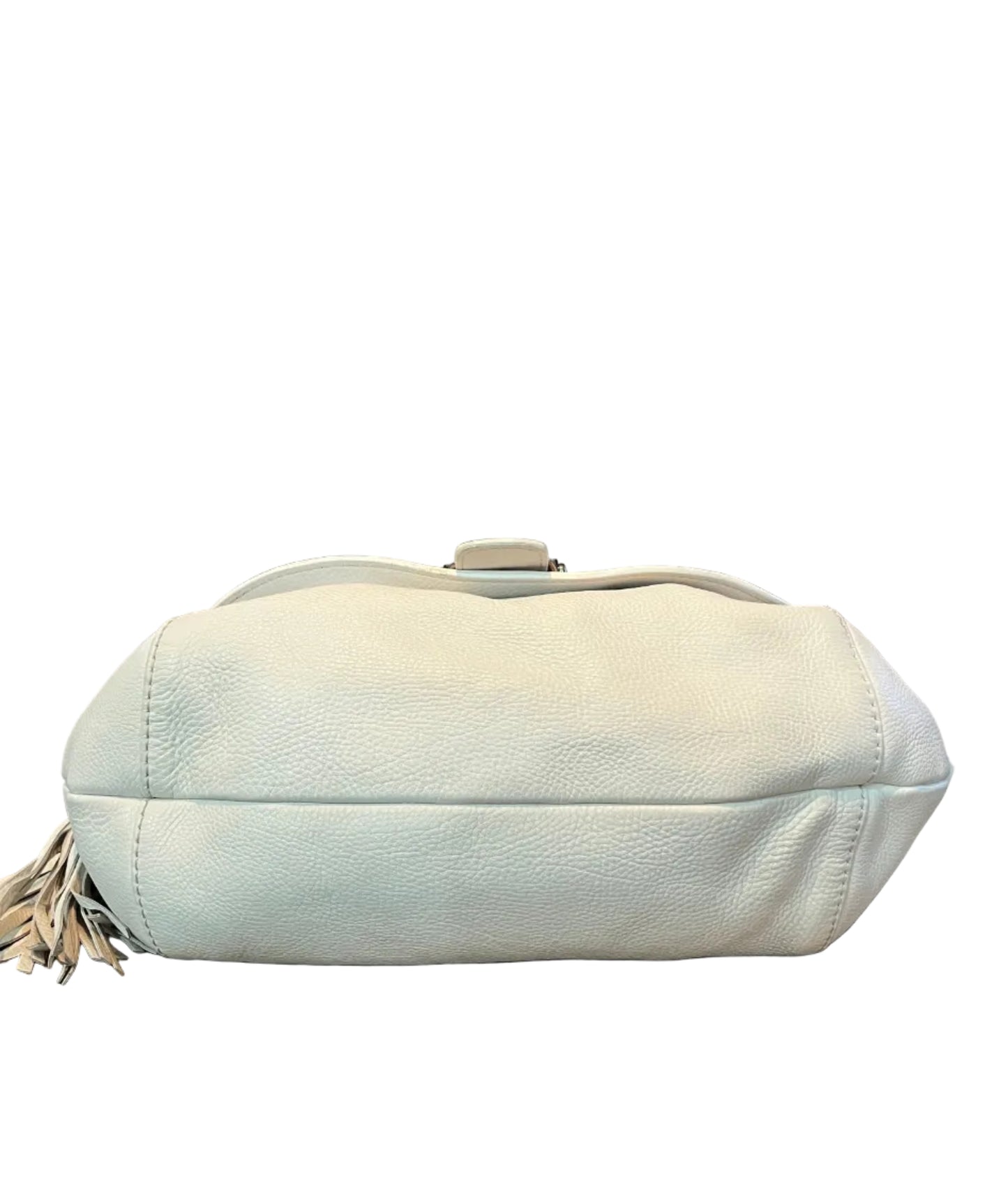 Gucci  Large Techno Horsebit White Leather Hobo