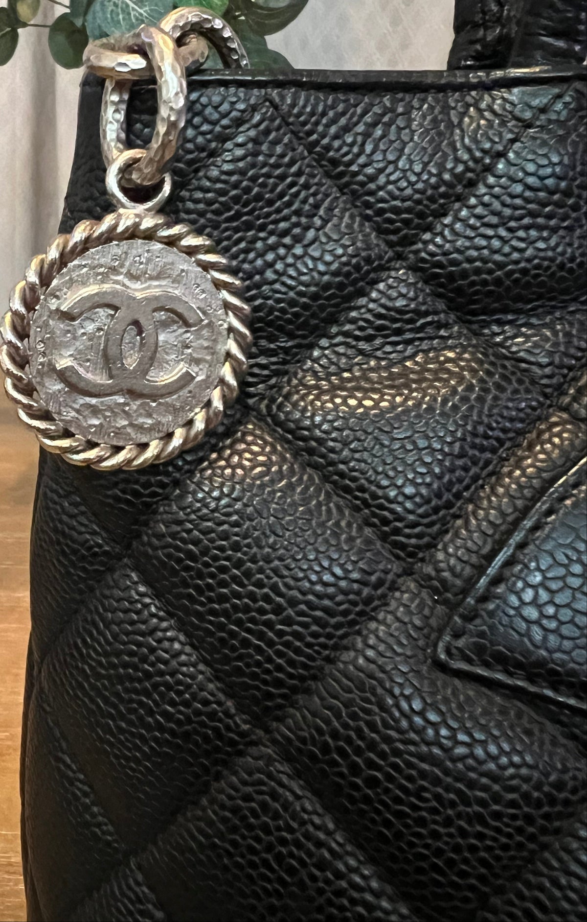 Chanel Black Caviar Medallion Tote Silver Hardware