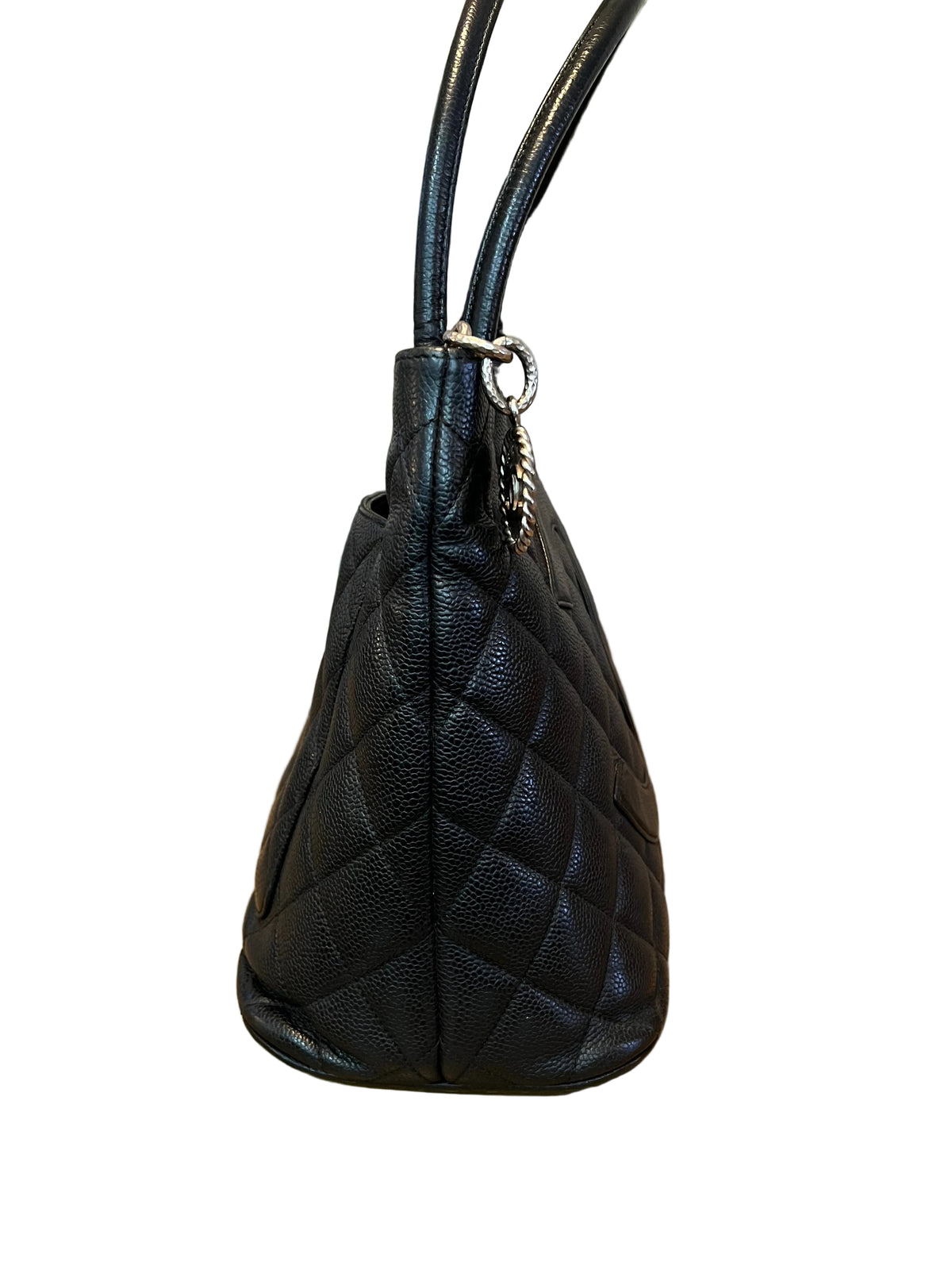 Chanel Black Caviar Medallion Tote Silver Hardware