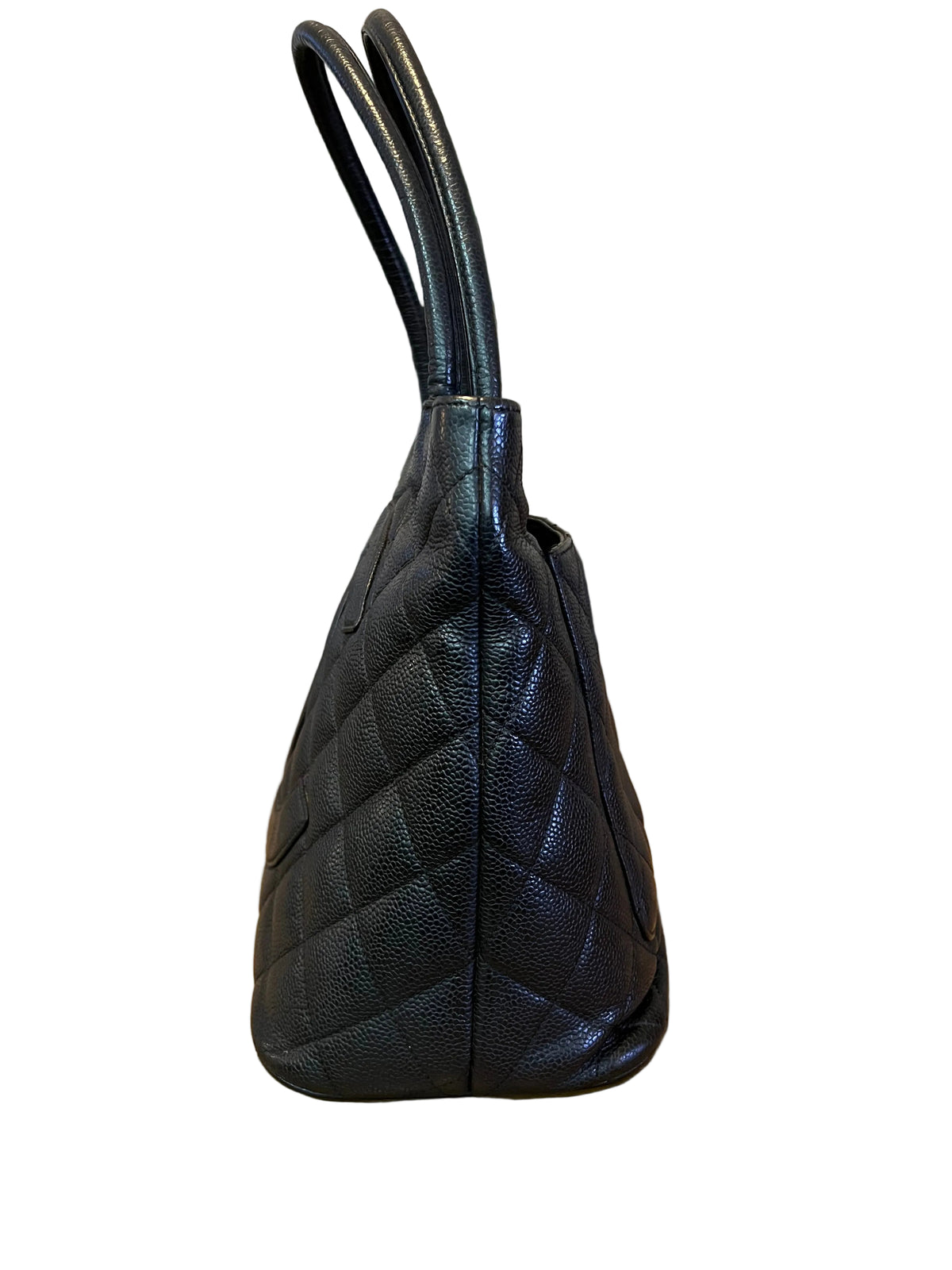 Chanel Black Caviar Medallion Tote Silver Hardware