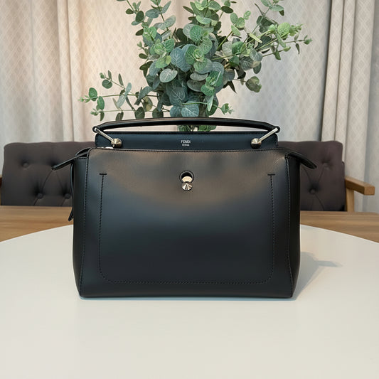 Fendi Black/Navy Calfskin Leather Dotcom Bag