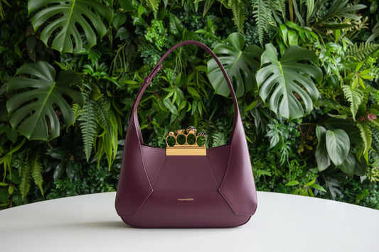 Alexander McQueen Plum Leather Jeweled Hobo