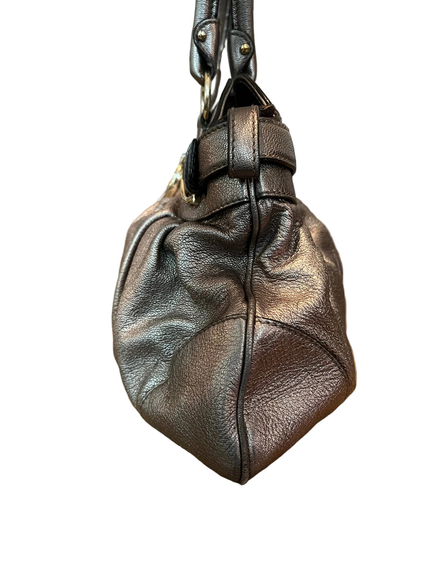 Ferragamo Silver Leather Gancini Satchel
