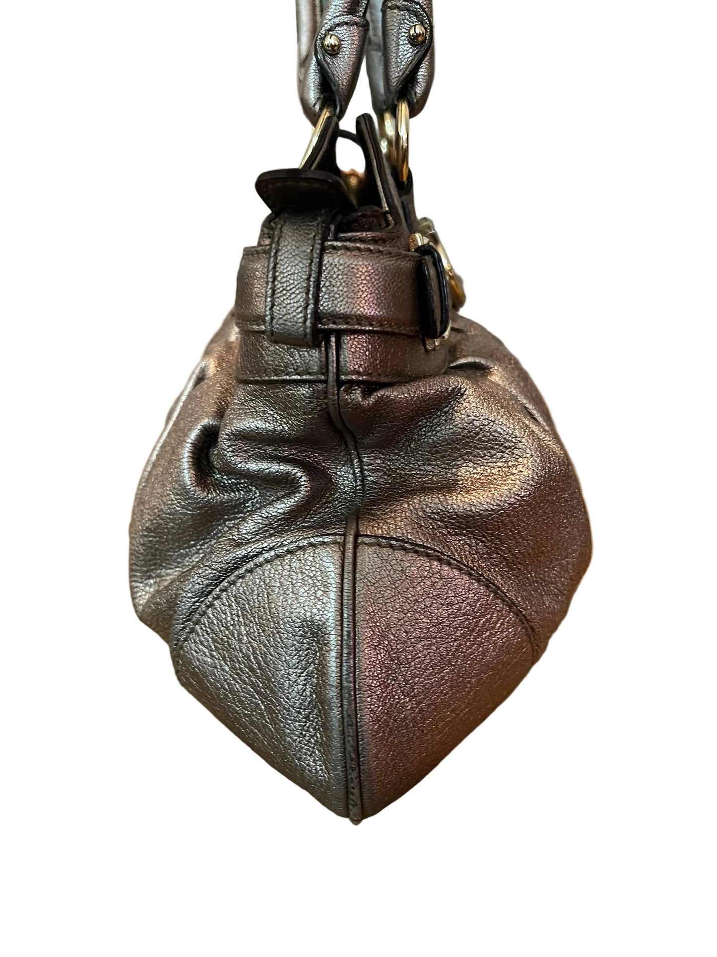 Ferragamo Silver Leather Gancini Satchel