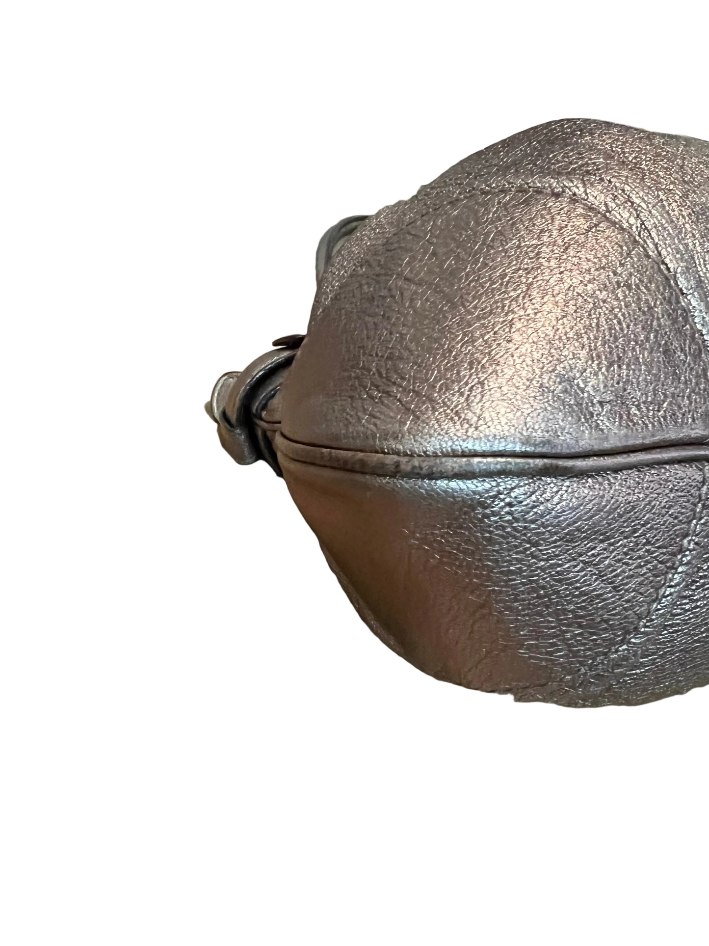 Ferragamo Silver Leather Gancini Satchel