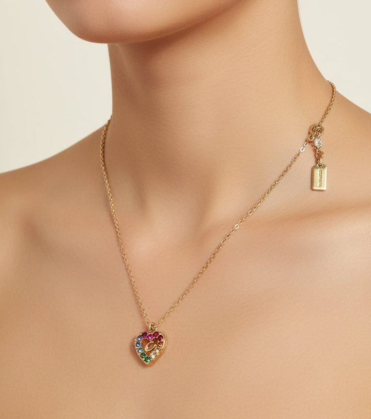 Coach Rainbow Heart Necklace
