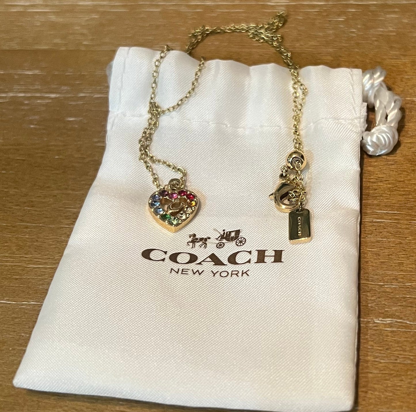 Coach Rainbow Heart Necklace
