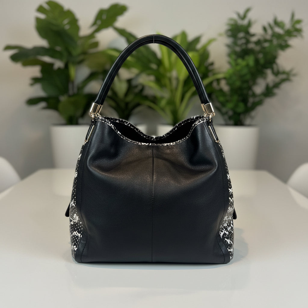 Coach Madison Phoebe Shoulder Bag Python Black & White