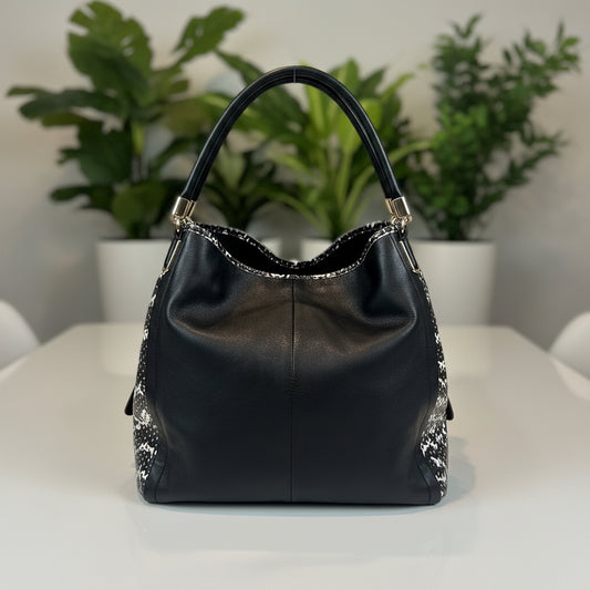 Coach Madison Phoebe Shoulder Bag Python Black & White